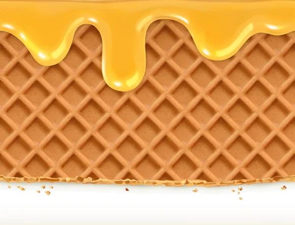 Waffles e mel, padrão vetorial sem costura horizontal — Vetor de Stock