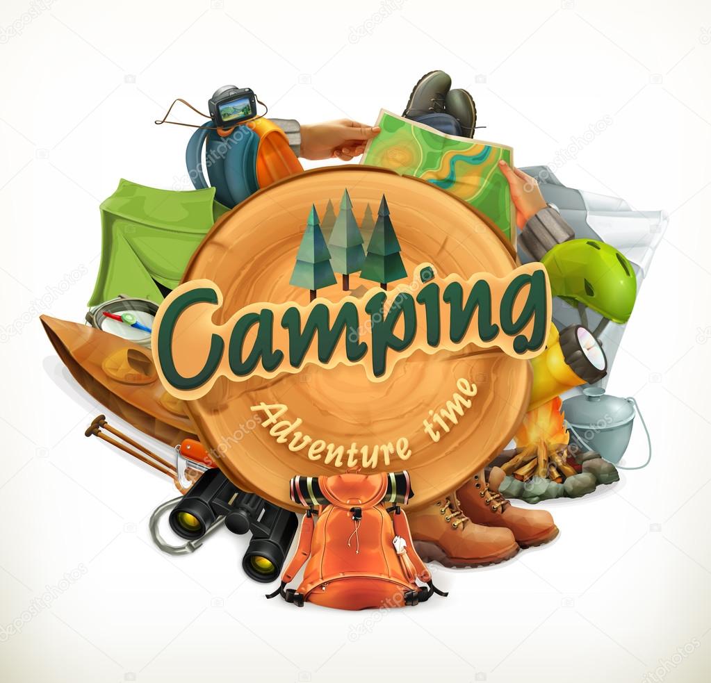 Camping, adventure time vector illustration