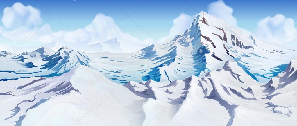 Snowy mountain peaks, vector background — Stock Vector ...