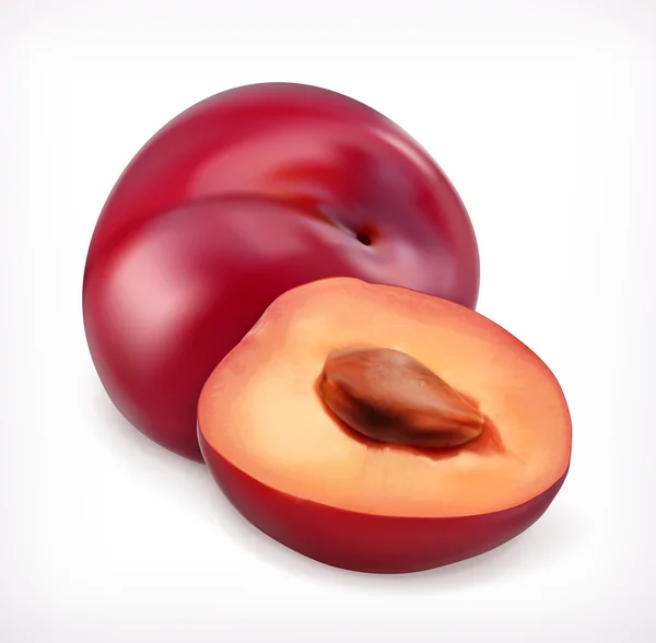 Icône vectorielle prunes. Prunes objet vecteur isolé sur fond blanc. Fruits frais et juteux . — Image vectorielle