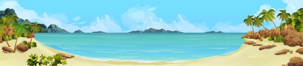 Bay, tropisch strand — Stockvector