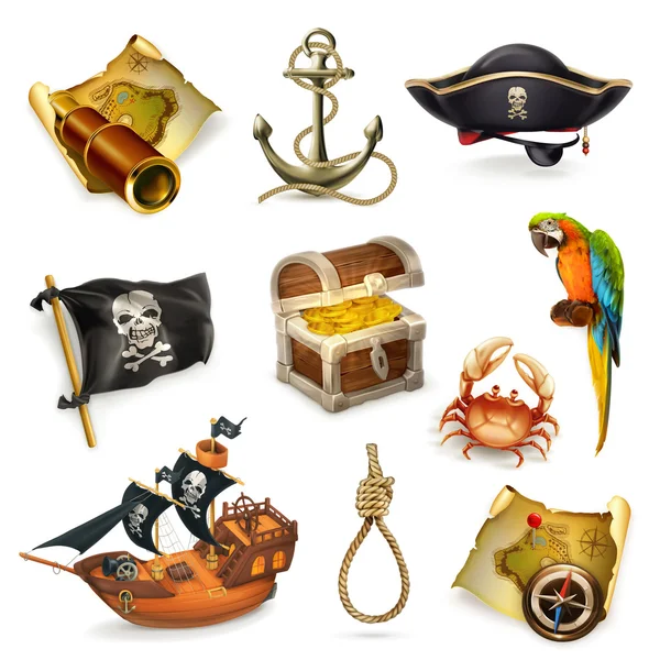 Iconos de piratas marinos — Archivo Imágenes Vectoriales