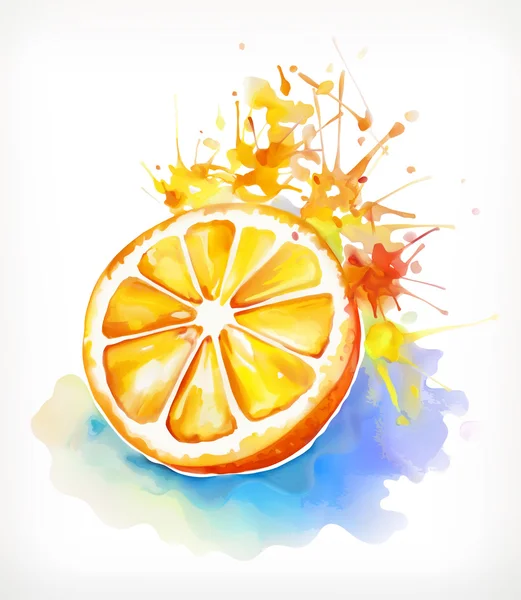 Aquarelle peinture juteuse orange — Image vectorielle