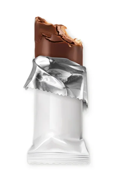 Chocolade bar, witte polyethyleen wrap — Stockvector