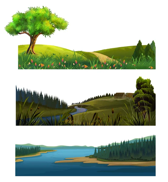 Naturaleza paisaje, ilustración vectorial — Vector de stock