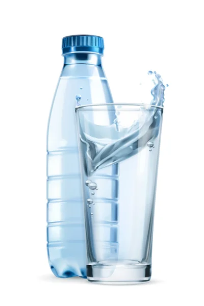 Wasserflasche und Glas — Stockvektor