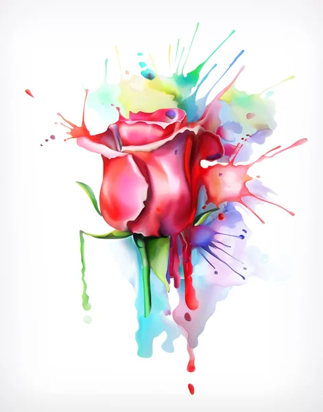 Akvarell festészet Rózsa virág — Stock Vector