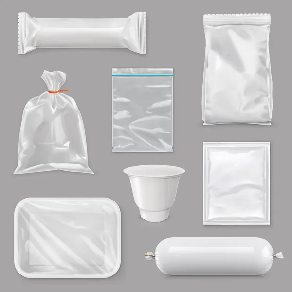 Lebensmittelverpackungen für verschiedene Snackprodukte Stockillustration