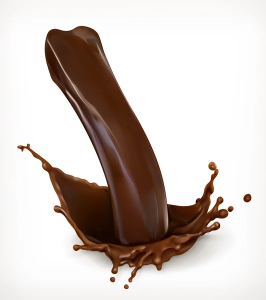 Flujo de chocolate, gotas y salpicaduras — Vector de stock