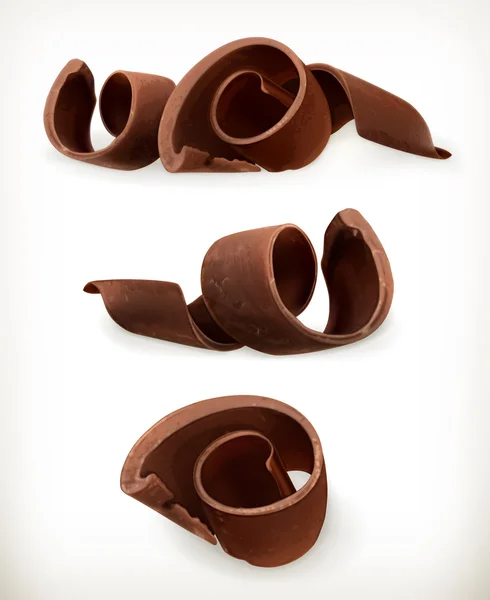 Raspas de chocolate, cachos de chocolate — Vetor de Stock