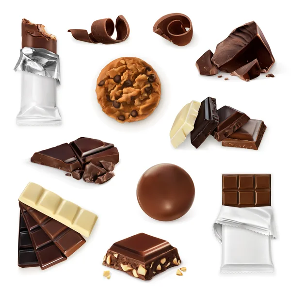Chocolate, conjunto de iconos vectoriales — Vector de stock