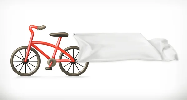 Fiets- en witte spandoek — Stockvector