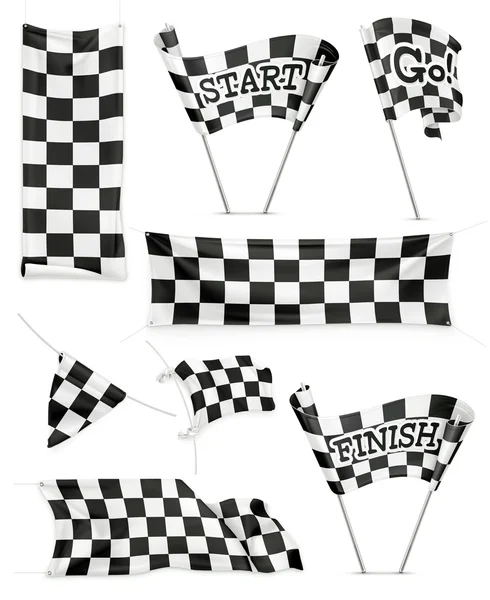 Checkered banners and flags — Stock Vector