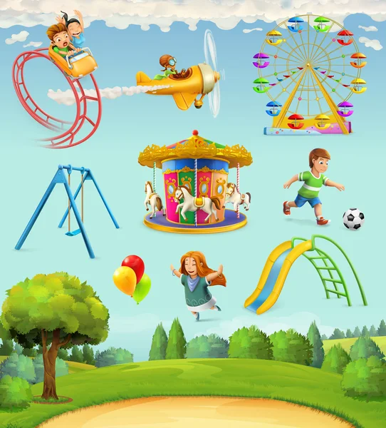 Icônes de terrain de jeux pour enfants — Image vectorielle