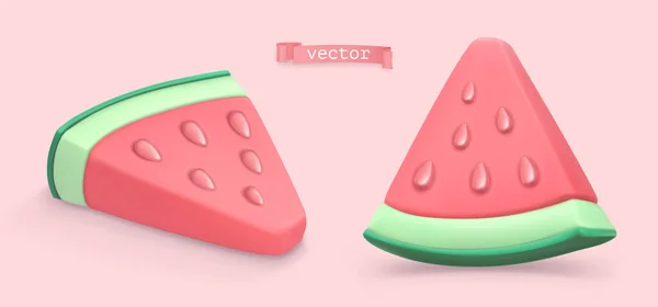 Wassermelone Sommerfrucht Vektor Realistische Objekte Stockvektor