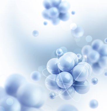 Blue molecules, vector background clipart