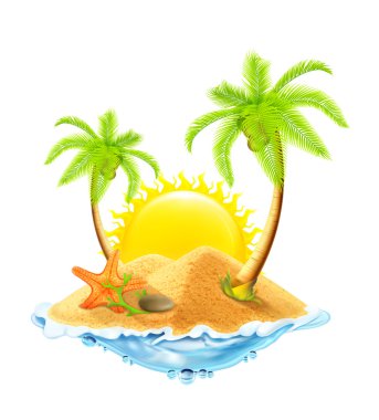 Starfish in the sand, vector illustration clipart