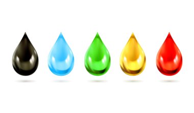 Set of multicolored droplets, vector icons clipart