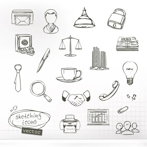 Business sketches of icons, vector set — Stock Vector