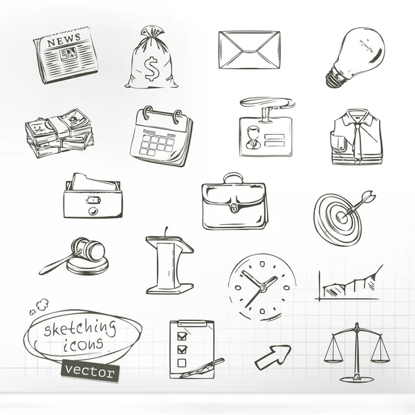 Business sketches of icons, vector set — Stock Vector