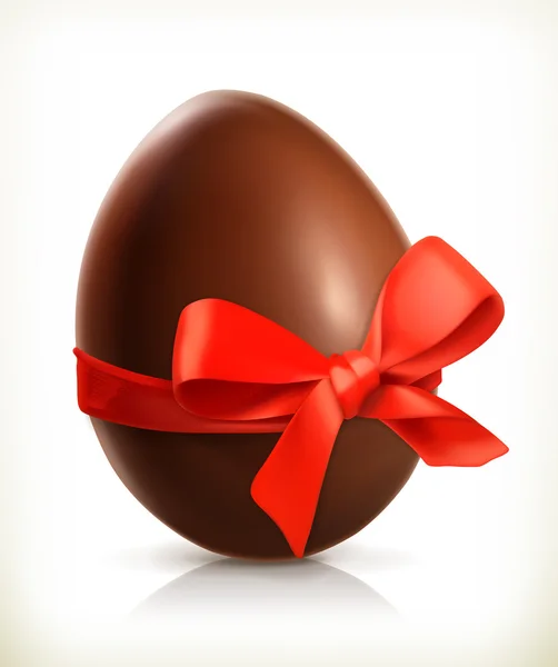 Vetor de Chocolate Easter egg with pink ribbon bow isolated on transparent  background. Realistic vector illustration of chocolate egg. do Stock