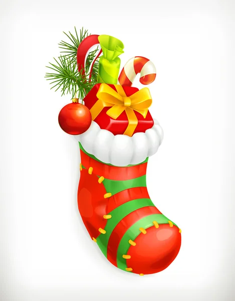 クリスマスの靴下ギフト、ベクトルアイコン — ストックベクタ