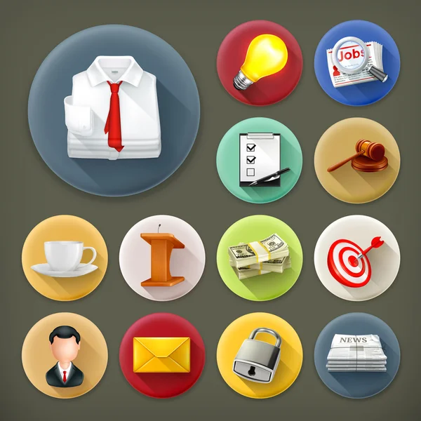 Affaires et bureau, ensemble d'icônes ombragées — Image vectorielle