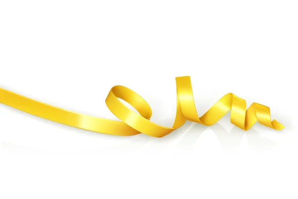 Yellow curled ribbon party, vector — Stock Vector