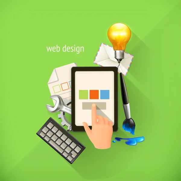 Webdesign concept, infographic technologie, vectorillustratie — Stockvector