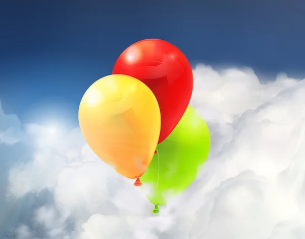 Ballons jouets dans les nuages, illustration vectorielle — Image vectorielle