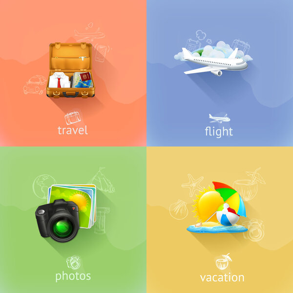 Travel concepts, vector set