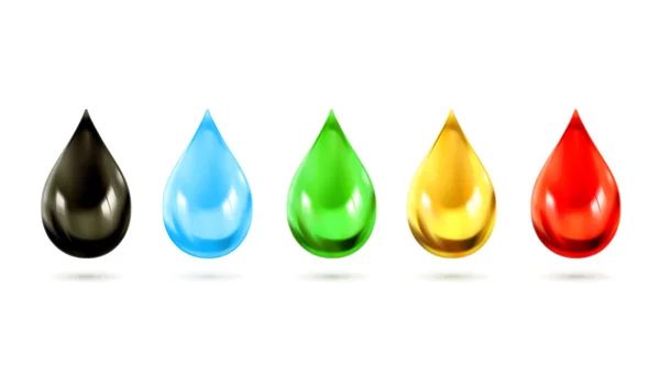 Set of multicolored droplets, vector icons — Stock Vector