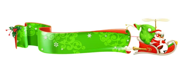 Kerstman op slee, vector banner — Stockvector