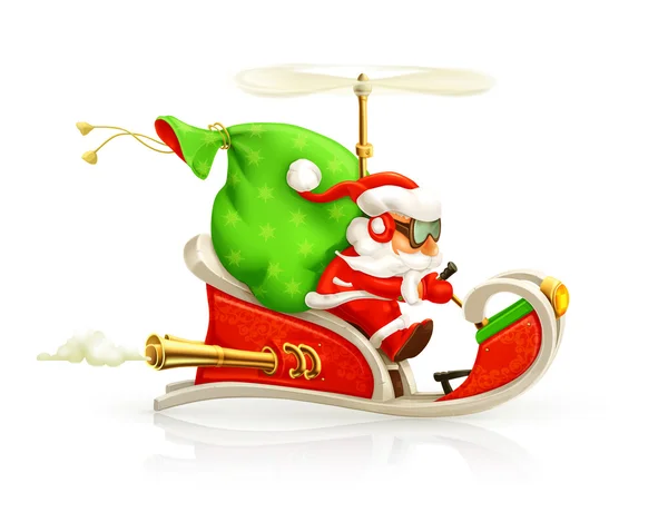 Santa Claus op sledge, vector illustratie — Stockvector