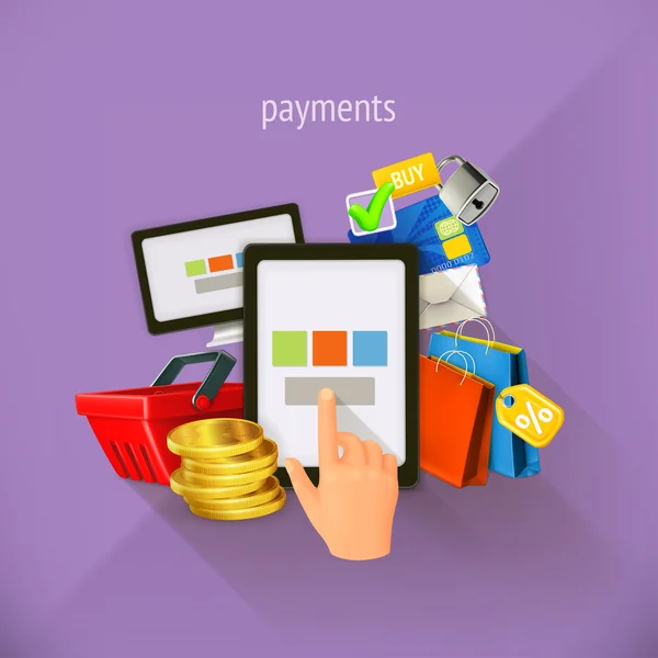 E-commerce and payments, vector illustration, flat design. Set i — Stock Vector