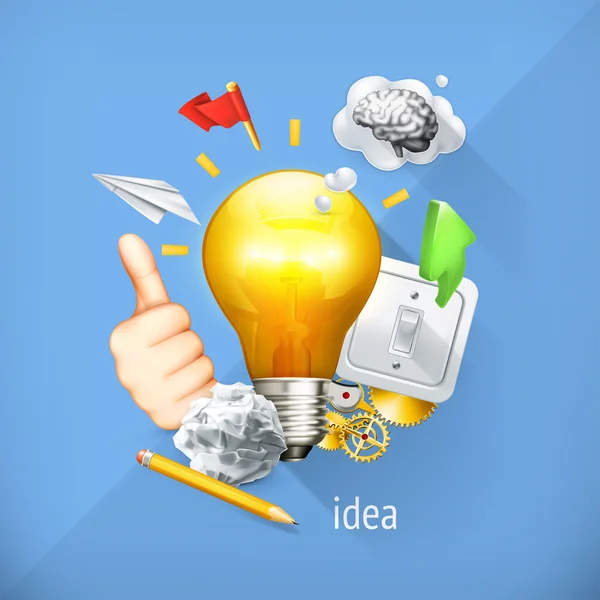 Idea concept, business brainstorming, vector illustration. Set i — Stock Vector