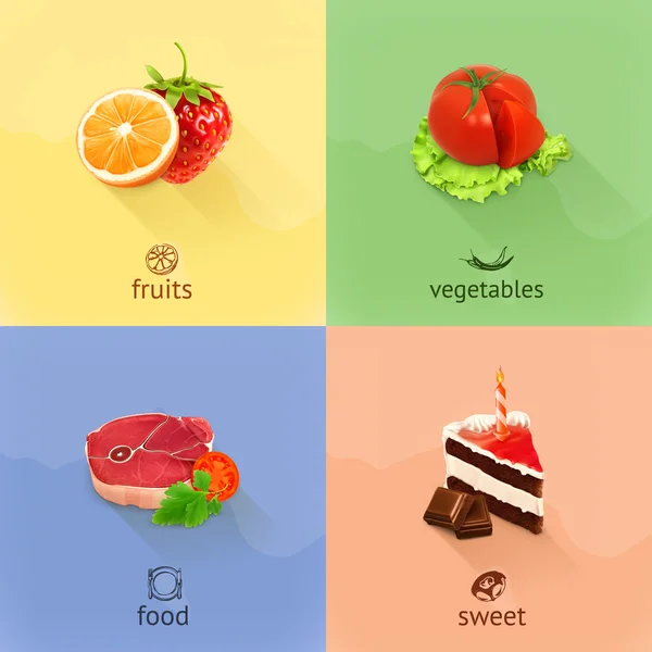 Conjunto de conceptos alimentarios — Vector de stock