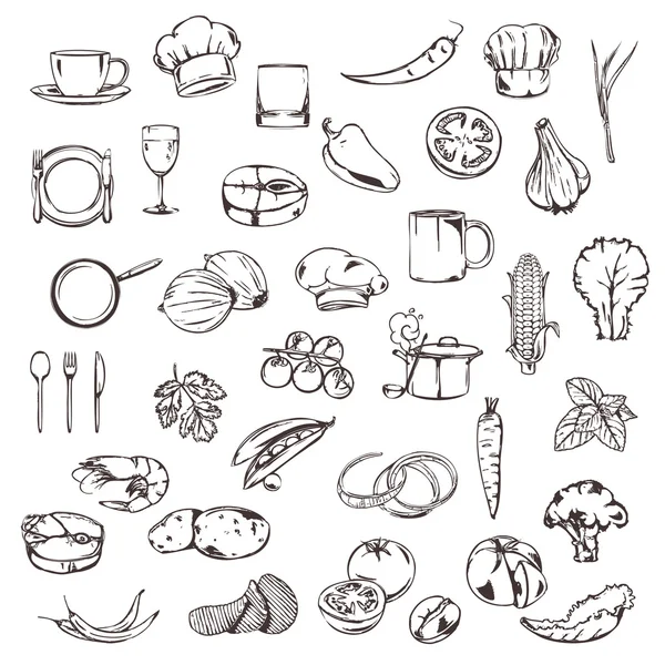 Sketches of food icons — Stock Vector