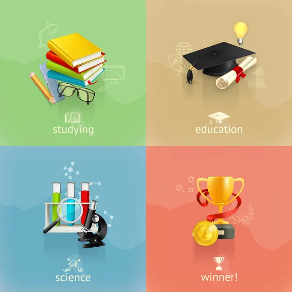 Iconos de concepto de educación — Vector de stock