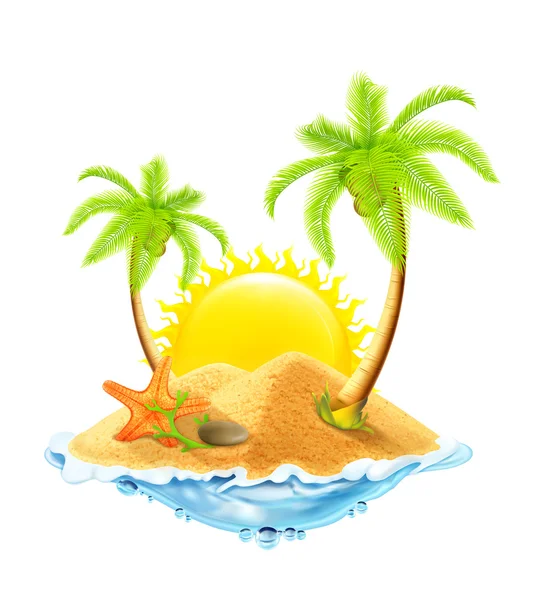 Starfish in the sand, vector illustration — Stock Vector
