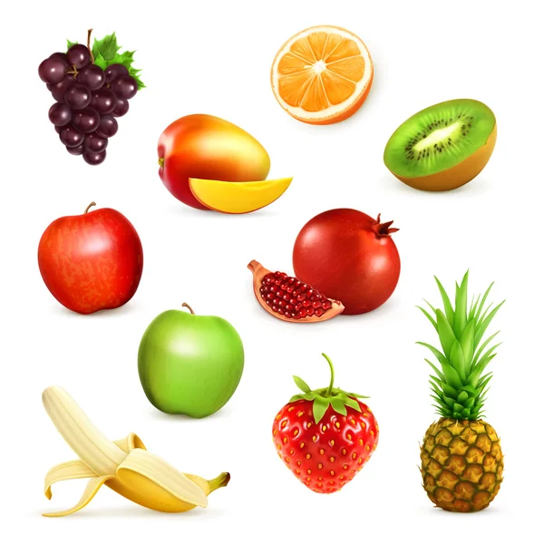 Vruchten, verzameling vectorafbeeldingen — Stockvector