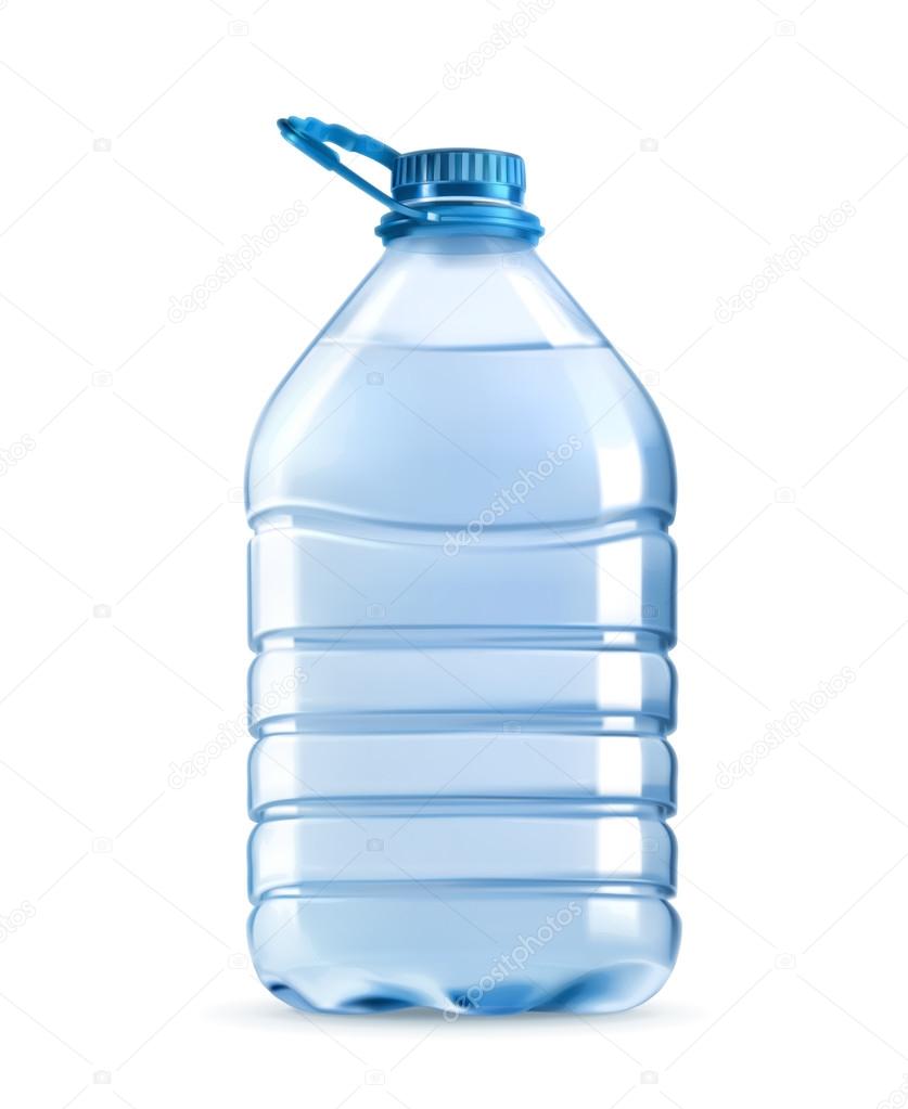 Big plastic bottle of potable water, barrel with handle, vector