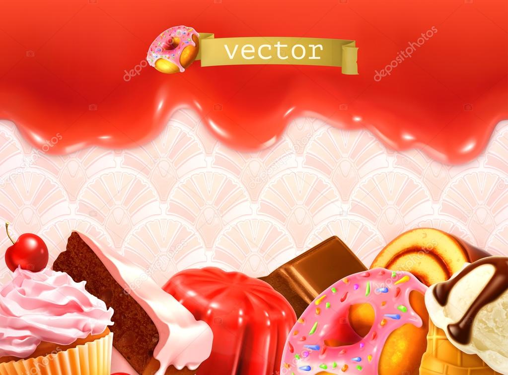 Sweet background, vector illustration