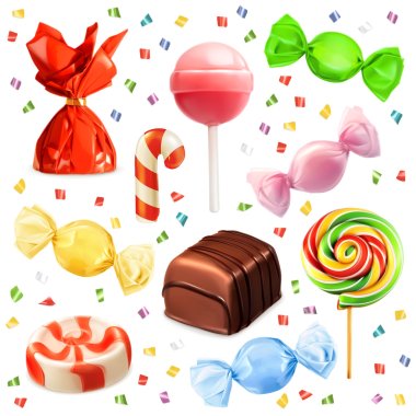Set with candies  icons clipart