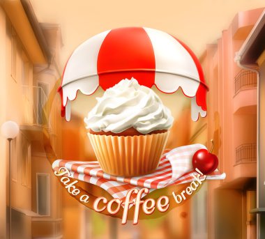 Cupcake ve kiraz, bir davetiye posteri