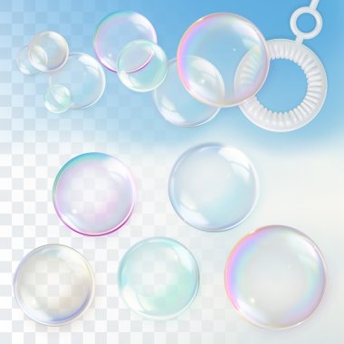 Soap bubbles with transparency clipart