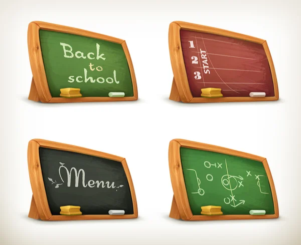 Chalkboards, menu de desporto escolar —  Vetores de Stock