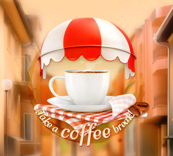 Kopje koffie, een uitnodiging poster — Stockvector