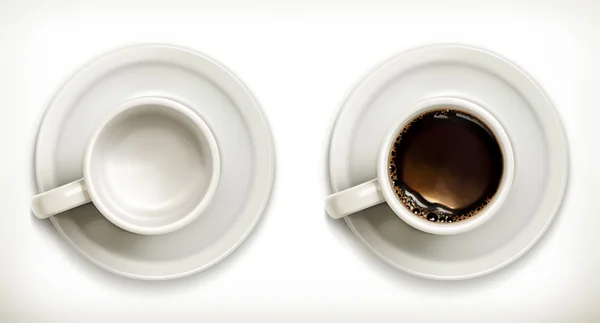 Leere und volle Kaffeetassen — Stockvektor