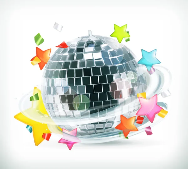 Fiesta, estrellas y disco ball — Vector de stock